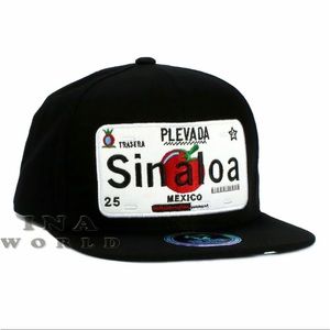 MEXICO Hat State License Plate Snapback Flat Bill Black Baseball Cap- SINALOA